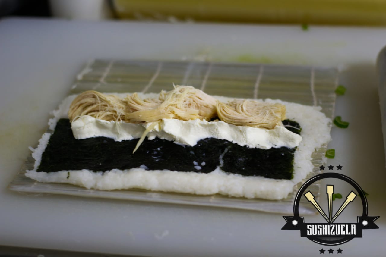 Handrolls pollo queso 